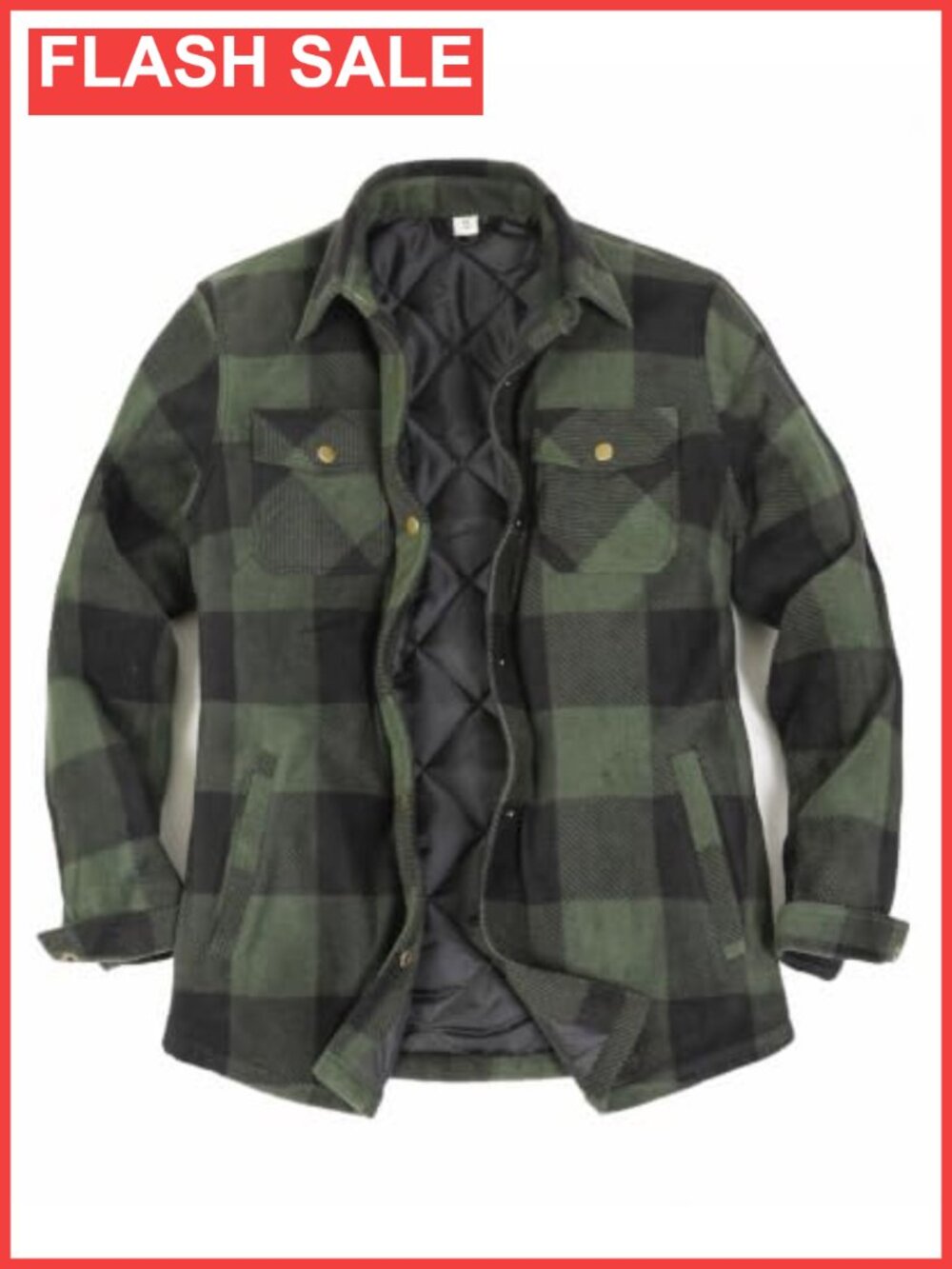 Quilted Lined Plaid Snap Shacket Warm Shirt Jacket